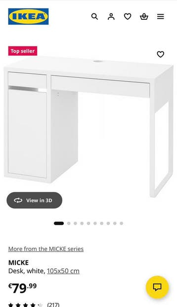 Wit bureau met lades en kabelgoot - Ikea Micke
