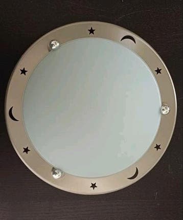 RVS Plafondlamp met Melkglas en Sterren/Maan Decoratie