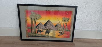 Ingelijste Egyptische papyrus schildering