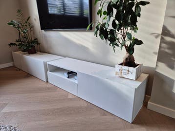 Modern wit tv-meubel - 2x 120cm breed, 35cm diep