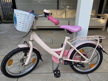 Gratis afhalen Roze meisjesfiets met Frozen mandje - 16 inch