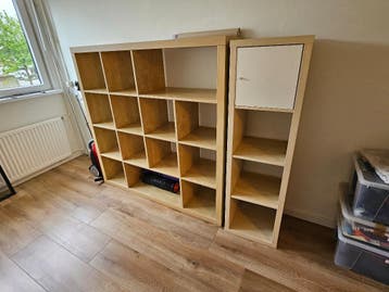 3 Ikea Kallax kasten 16 vakken en 4 vakken eiken en zwart