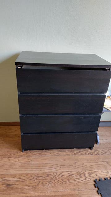 Zwarte ladekast met 4 laden - 80x100x48 cm