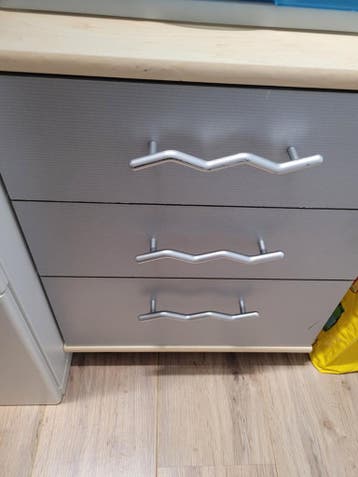 Ladekast met 3 laden - Grijs met licht houten blad
