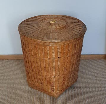GRATIS Vintage grote bamboe & rieten mand met deksel