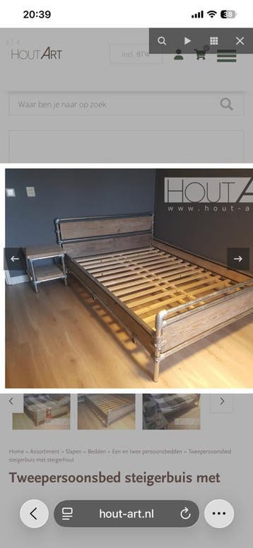 GRATIS Steigerhouten bed met steigerbuizen 160x200