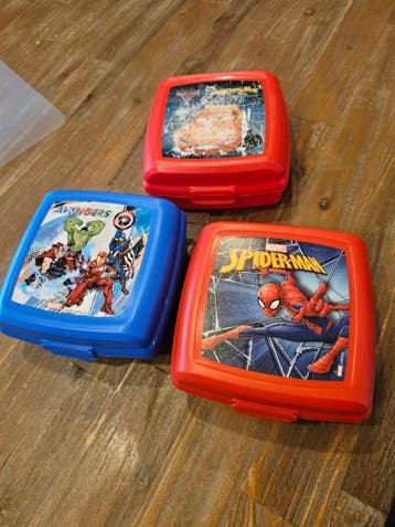 3 Broodtrommeltjes Marvel/Disney: Spiderman, Avengers, Cars