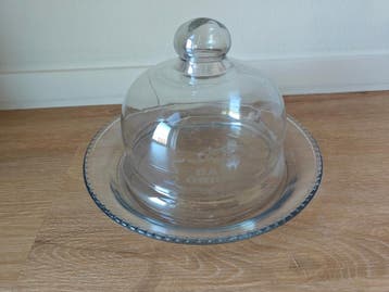Glazen stolp met schaal - ca. 24,5 cm