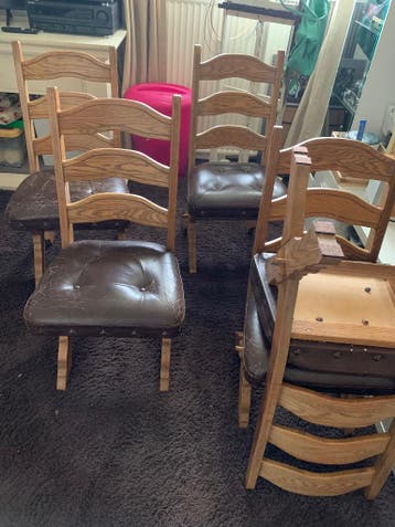 6 eiken eetkamer stoelen