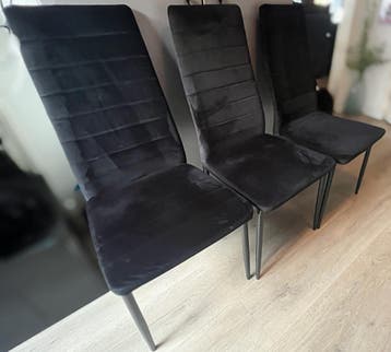 6 zwarte mayfair fluwelen eetkamer stoelen.
