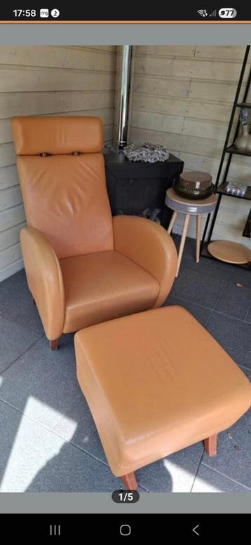 Comfortabele oranje leren stoel WK troon