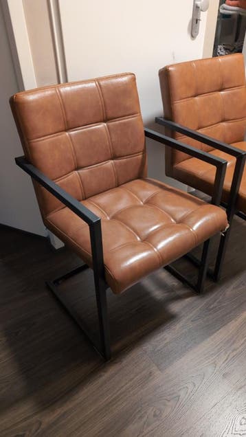 2x Gratis Leren Eettafelstoelen
