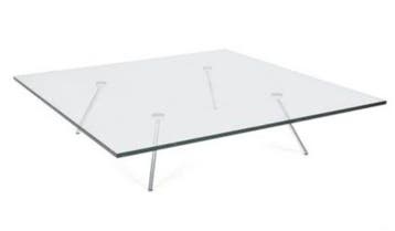 Glazen tafelblad 100x100x1.8cm met 4 losse poten