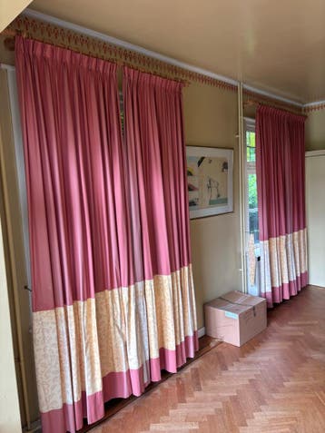 Gordijnen (7 stuks) met extra stof - roze/beige