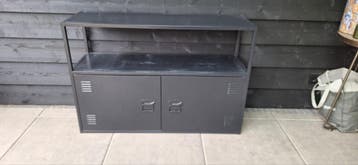 Industriële lockerkast sidetable - Zwart metaal