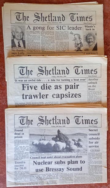 3 nummers van Shetland Times 1989