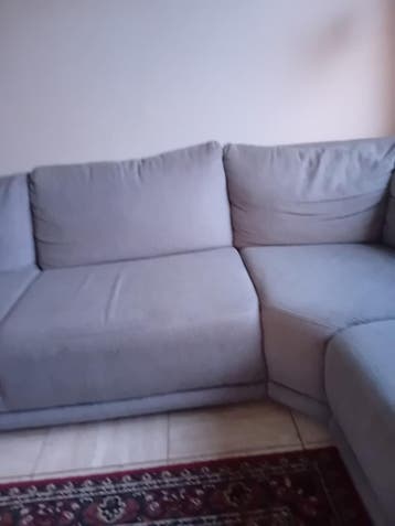 Grijze hoekbank met armleuningen, 300x270x90cm