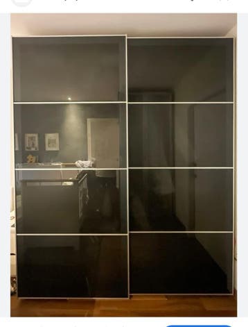 Gratis IKEA PAX schuifdeuren zwart glas – 236 x 200 cm