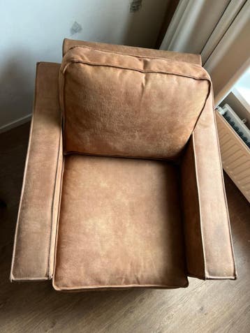 Gratis ophalen! Comfortabele fauteuil cognacbruin leerlook