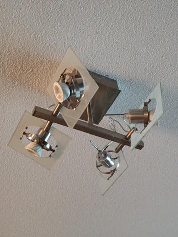 Plafondlamp, Grijs met glazen omhulsel
