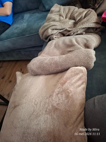 2 kleeden 1 kussen bruin