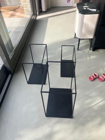 3 stuks Wanddecoratie zwart metaal