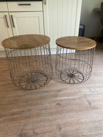 Set van 2 Salontafeltjes - Hout en Metaal