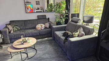 Comfortabele 2- en 3-zitsbanken, stof, donkergrijs