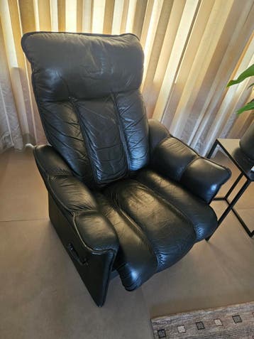 GRATIS zwarte leren relax stoel fauteuil
