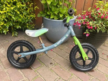 Broem loopfiets, grijs/groen, 10 inch
