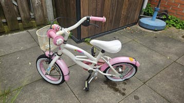 Kinderfiets met lekke achterband - Roze/Wit