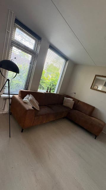 Hoekbank Kunstleer Cognac GRATIS
