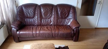 Lederen 3-zits bank, 2-zits bank en fauteuil