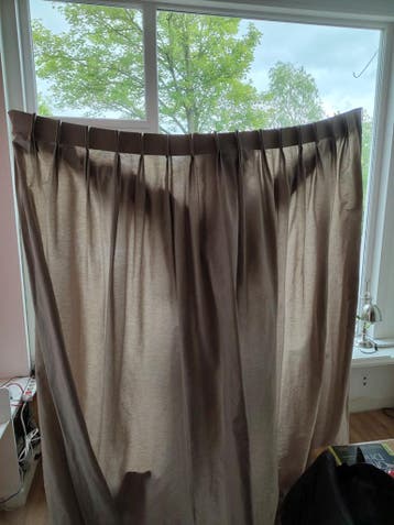 Grijs-beige gordijnen (2x) 155 x 225cm