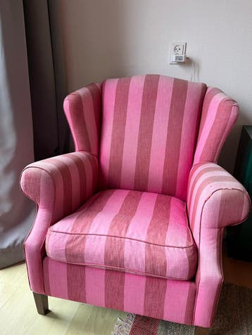 Roze gestreepte fauteuil