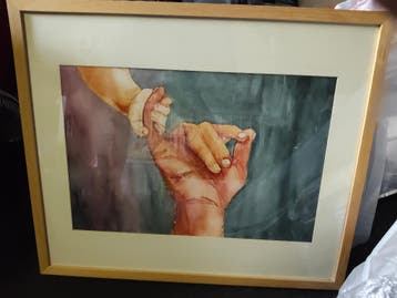 Gratis schilderijen, aquarel, lijst en passepartout