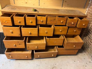 Houten ladekast met 20 laden, gebruikt