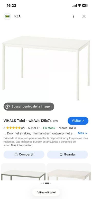 Ikea tafel 125x74cm