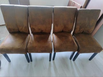 Set van 4 bruine eetkamerstoelen
