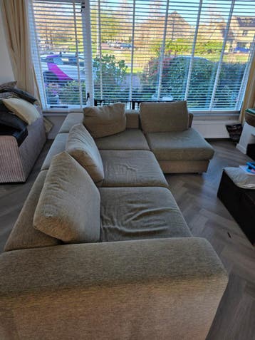 Comfortabele hoekbank, lichtgroen, 4-persoons of meer