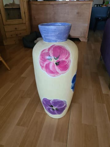 Grote handgemaakte papier-maché vaas - 70 cm hoog