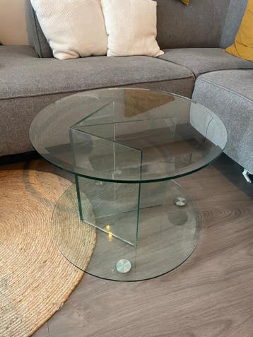 GRATIS Glazen bijzettafel - Rond, 60 cm diameter, 44 cm hoog