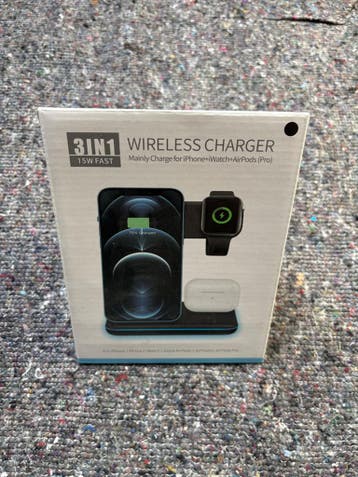 3-in-1 Draadloze Oplader 15W voor iPhone, iWatch, AirPods