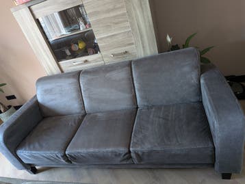 Nette antracietgrijs microleder bank (3-zitter)