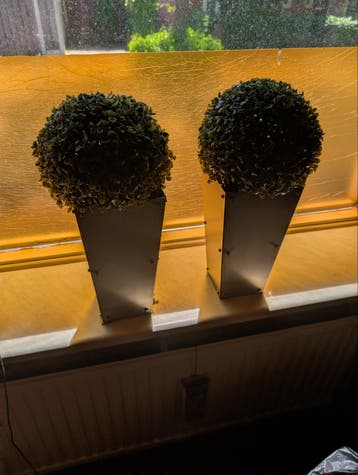 Gratis 2 decoratie nep.plantjes, 1 onderplaatje is los