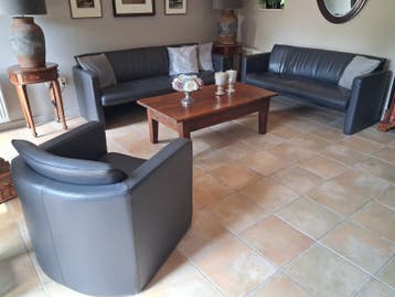 Leolux leren bankstel (2+3) met fauteuil - grijs