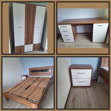 Complete slaapkamer set bruin/wit eiken
