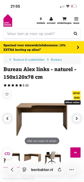 Bureau Alex 1.5 jaar oud zo goed als nieuw.