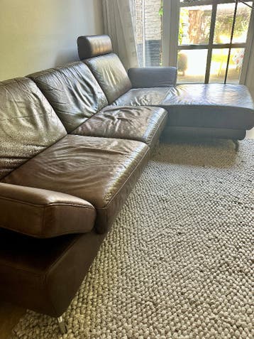 gratis af te halen 3-zits lederen bank met chaise longue
