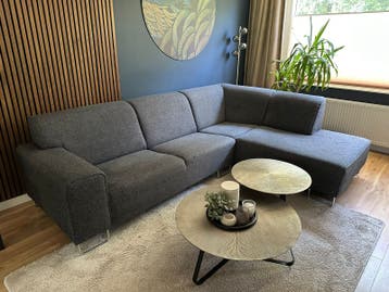 Loungebank antraciet-grijs - 2-delig - nette staat